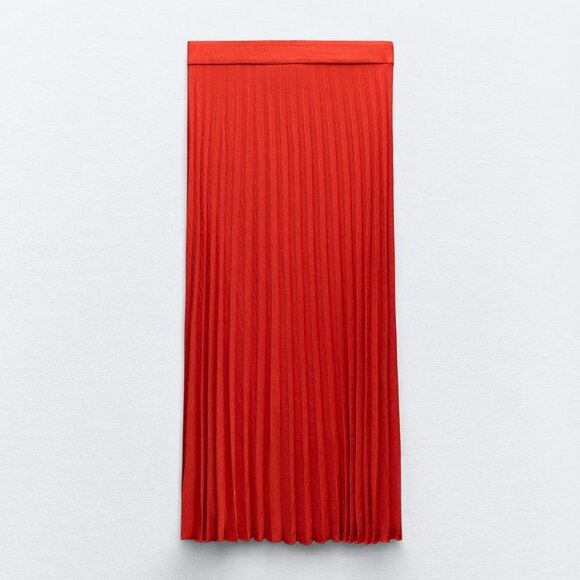 NWT ZARA PLEATED MIDI SKIRT BRICK - Picture 8 of 8